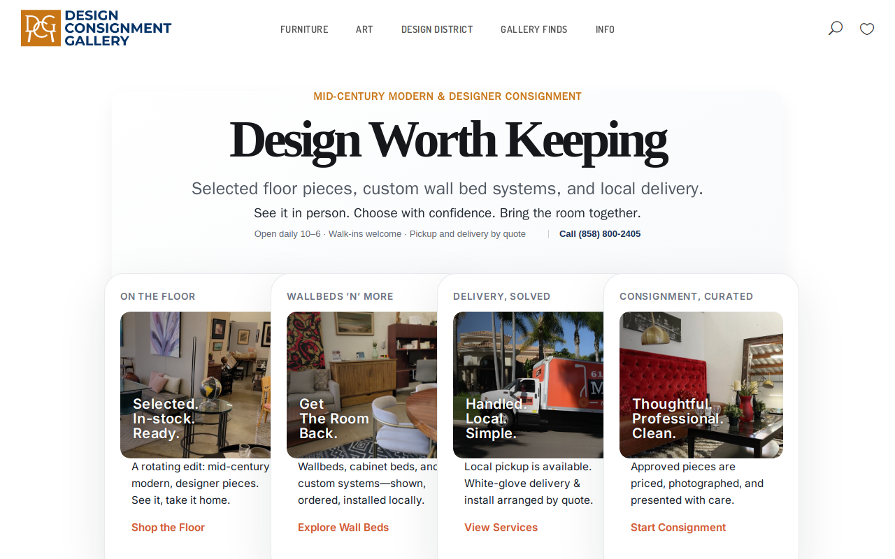 Design Consignment Gallery website preview
