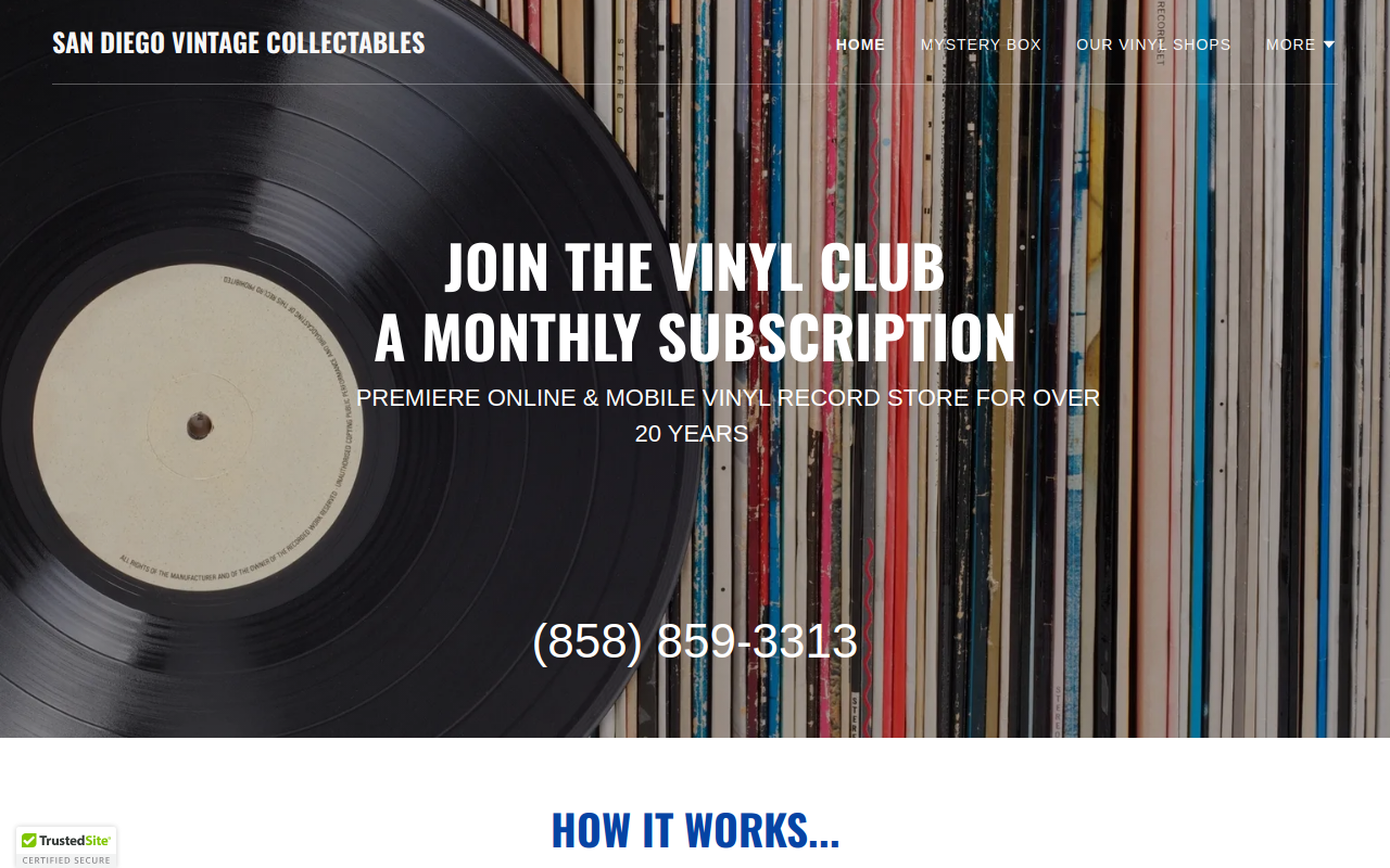 San Diego Vintage Collectable Records website preview
