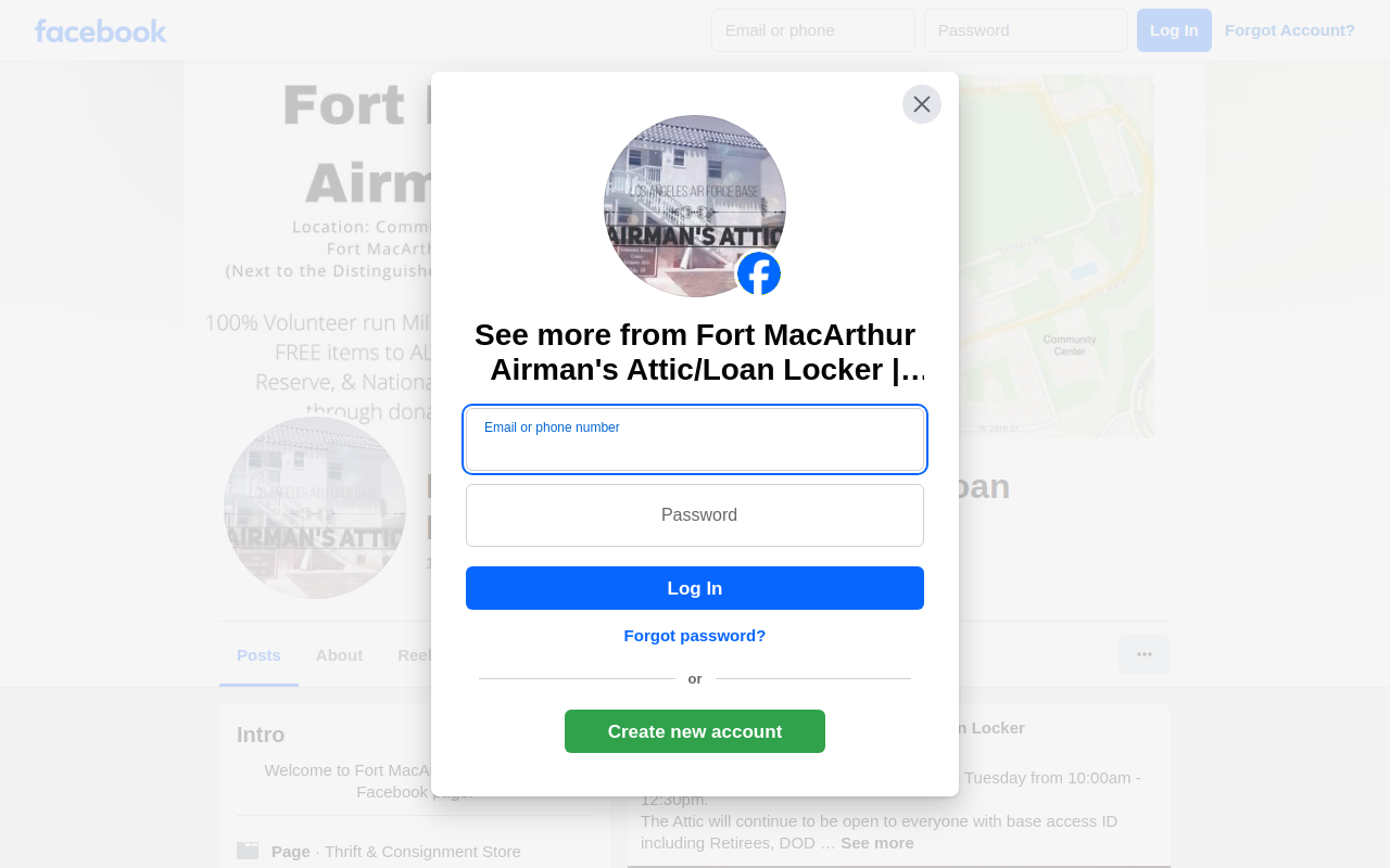 Fort MacArthur Airman's Attic Loan Locker website preview