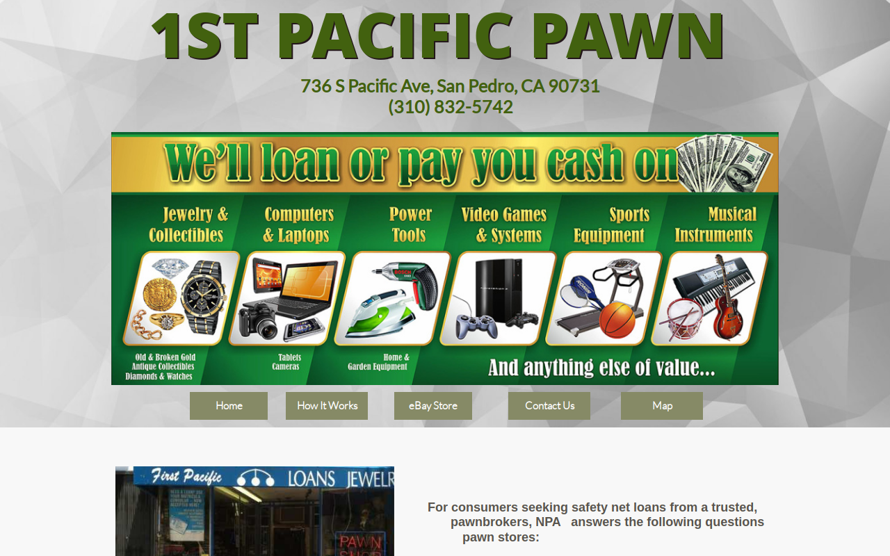 1st Pacific Pawn website preview