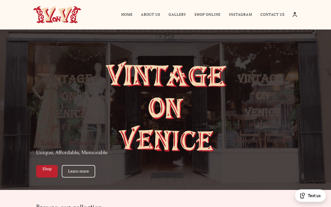 Vintage on Venice website preview