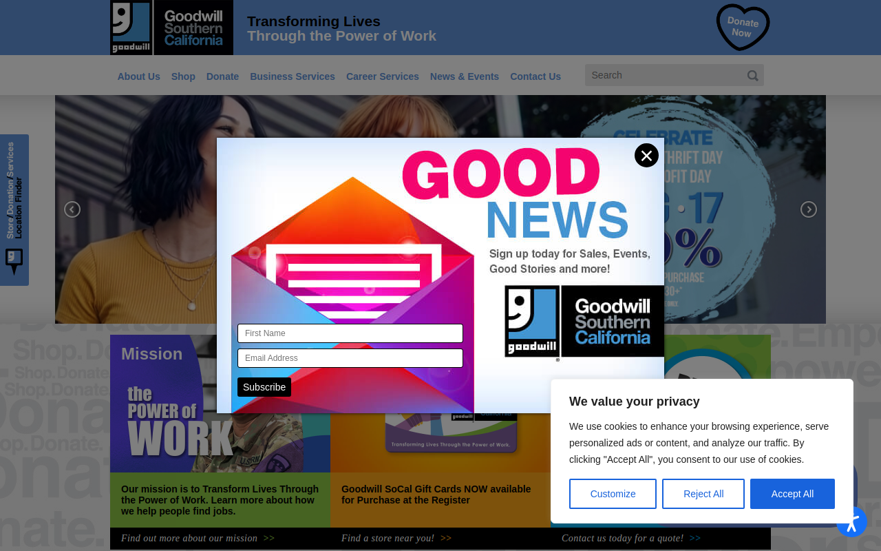 Goodwill Southern California Store & Donation Center website preview