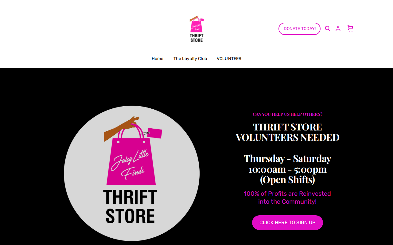 Juicy Little Finds Thrift Store website preview