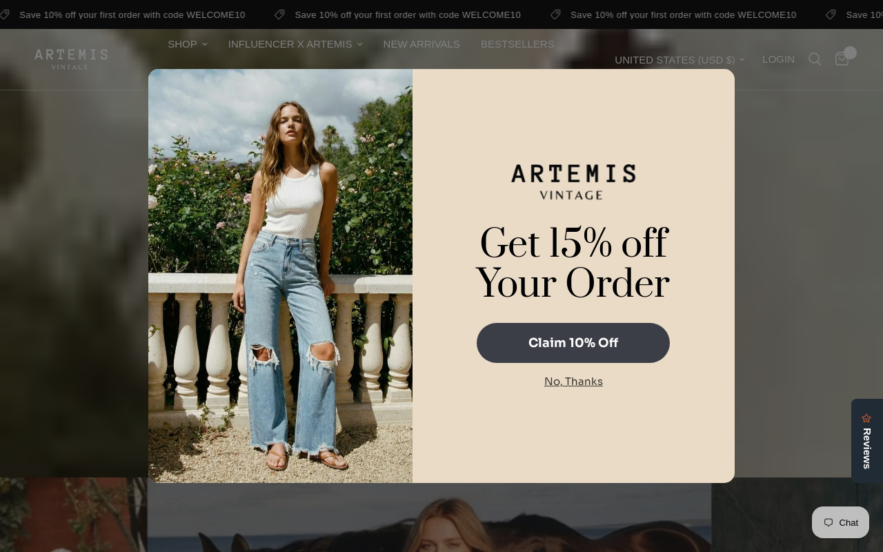 Artemis Vintage website preview