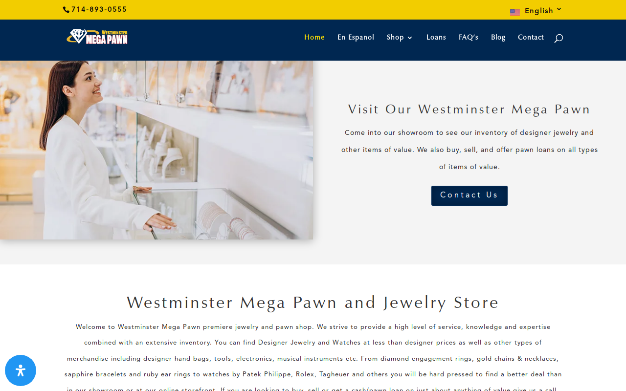 Westminster Mega Pawn website preview