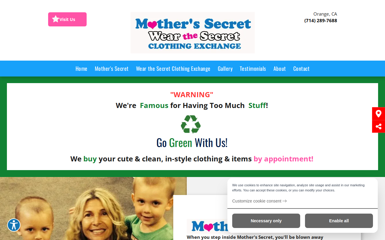 Mother's Secret website preview