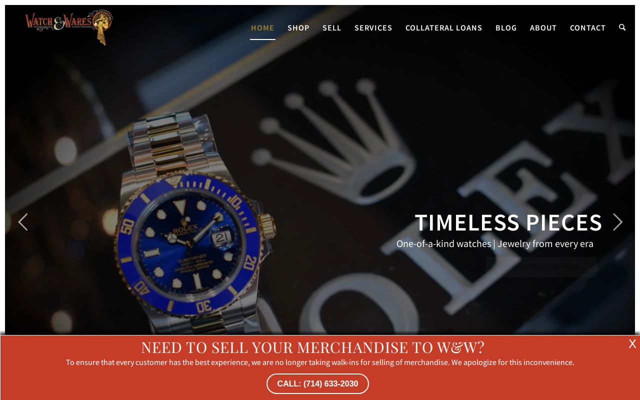 Watch And Wares Jewelry And Loan website preview