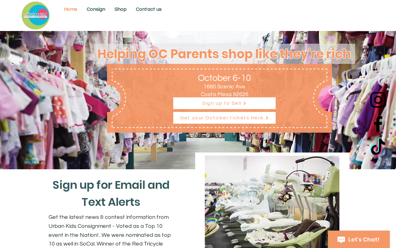 Urban Kids Consignment website preview
