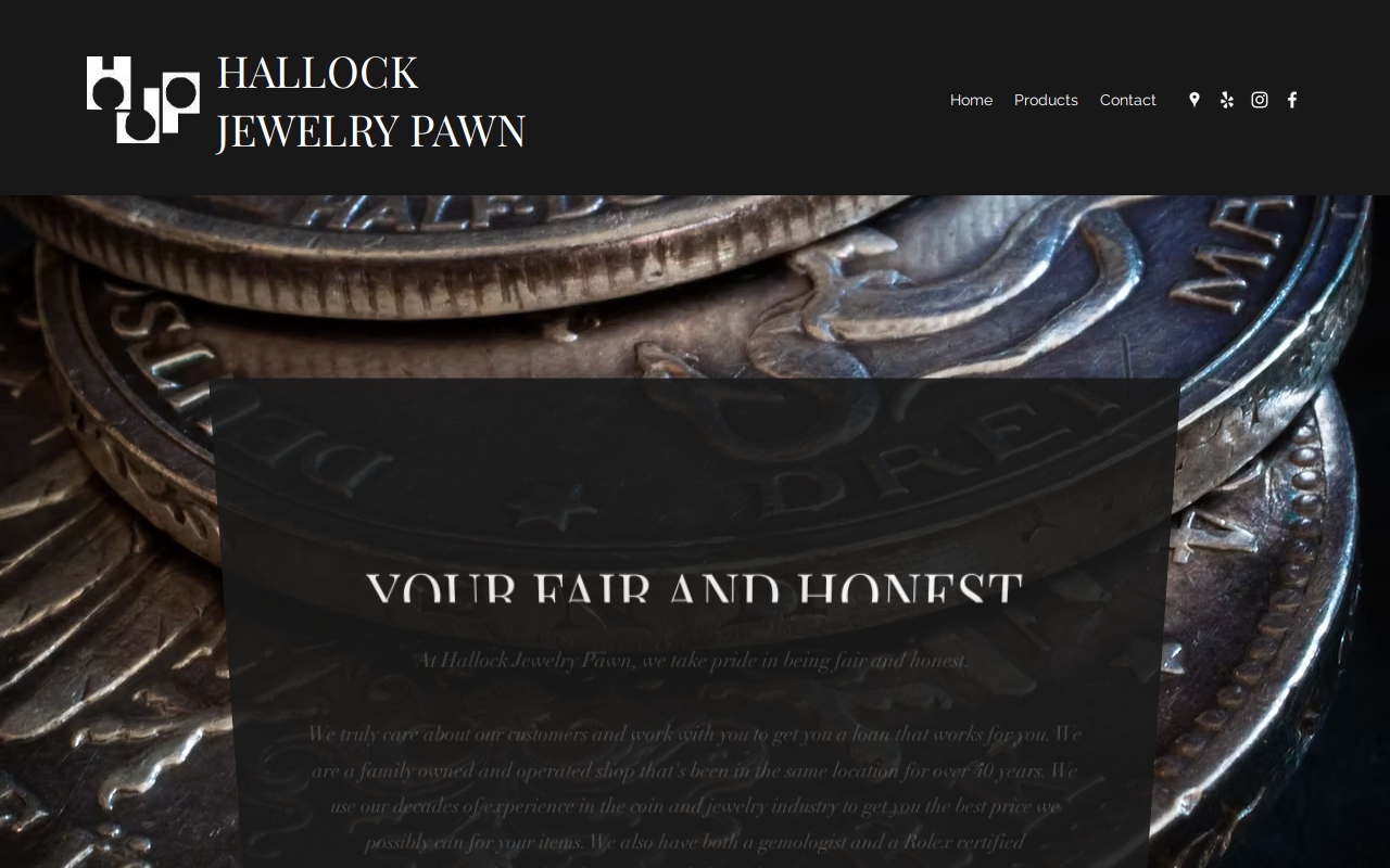 Hallock Jewelry Pawn website preview