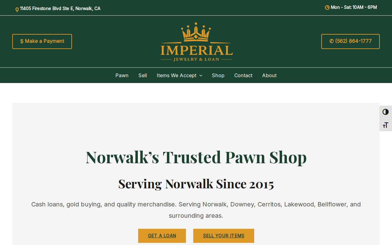 Imperial Jewelry & Loan website preview