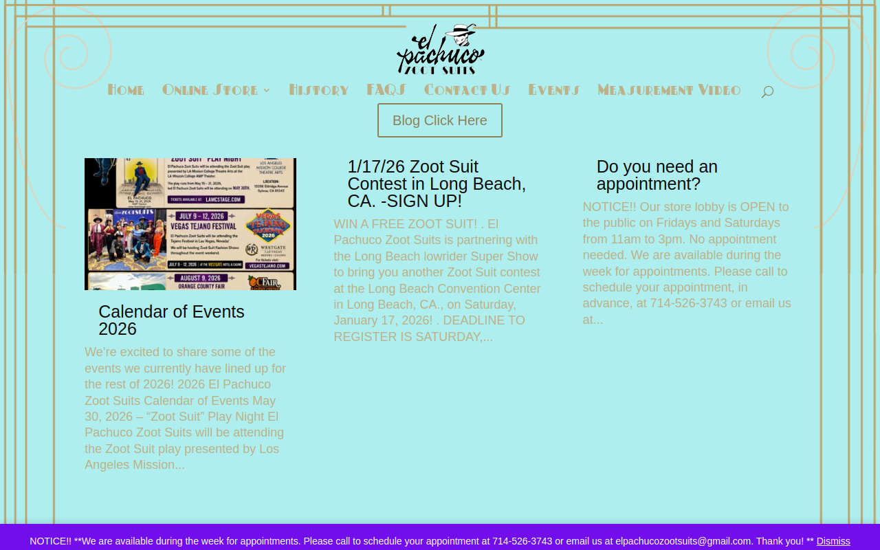 El Pachuco Zoot Suits website preview