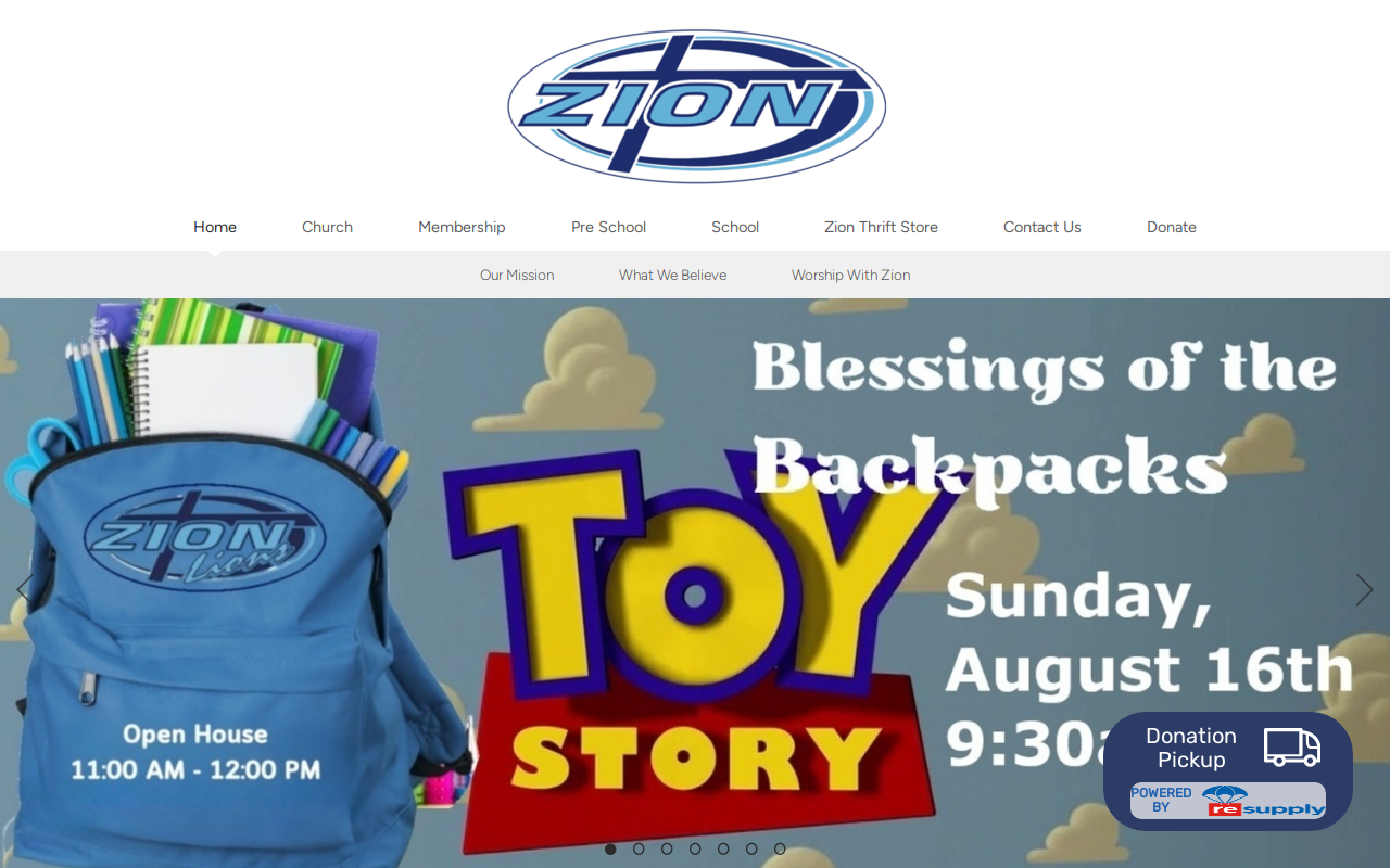 Zion Thrift Store website preview