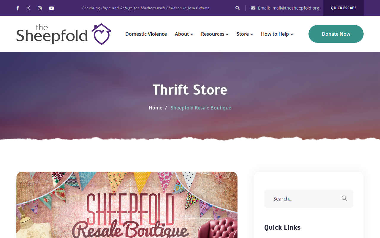 The Sheepfold Resale Boutique website preview