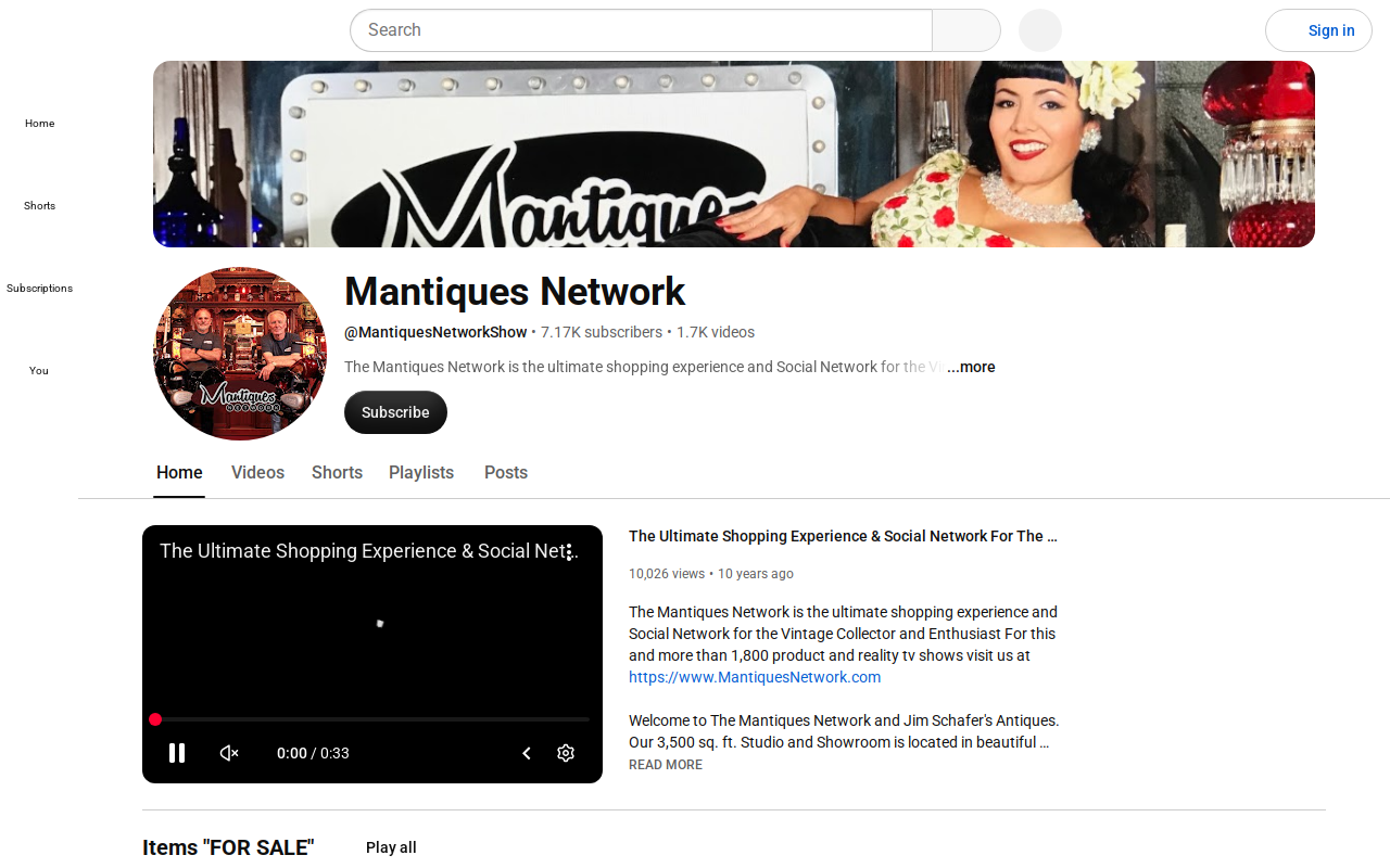 The Mantiques Network website preview