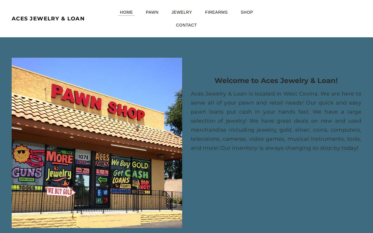 Aces Jewelry & Loan website preview