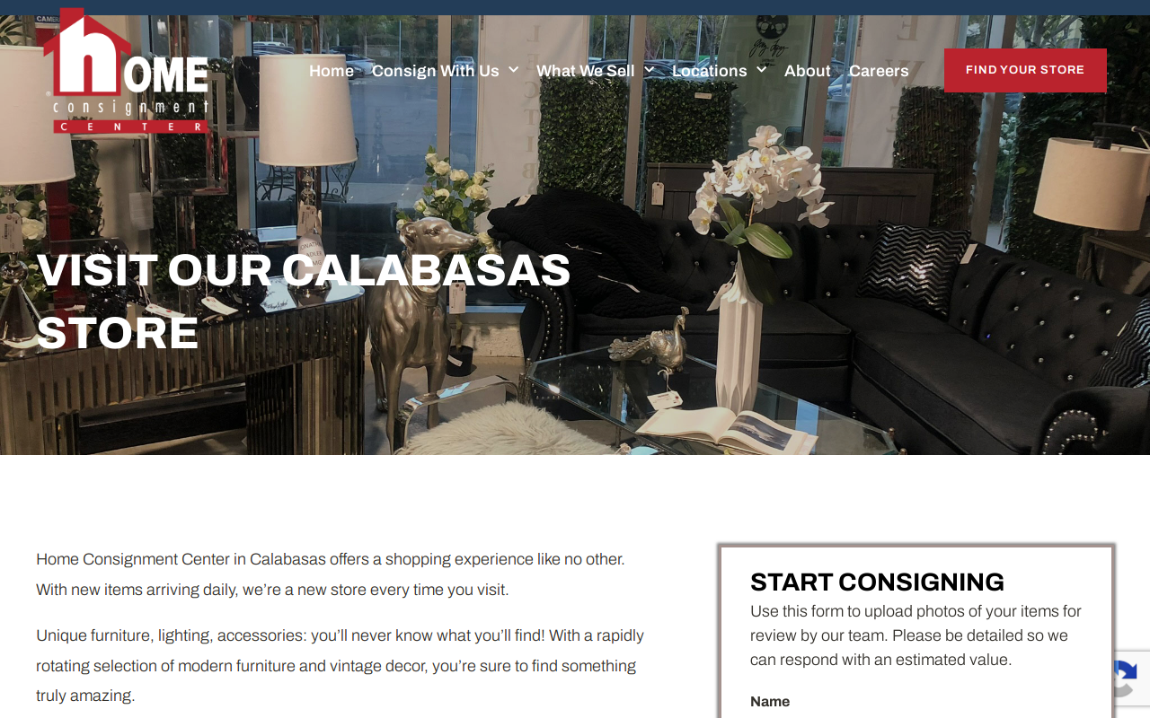 Home Consignment Center - Calabasas website preview