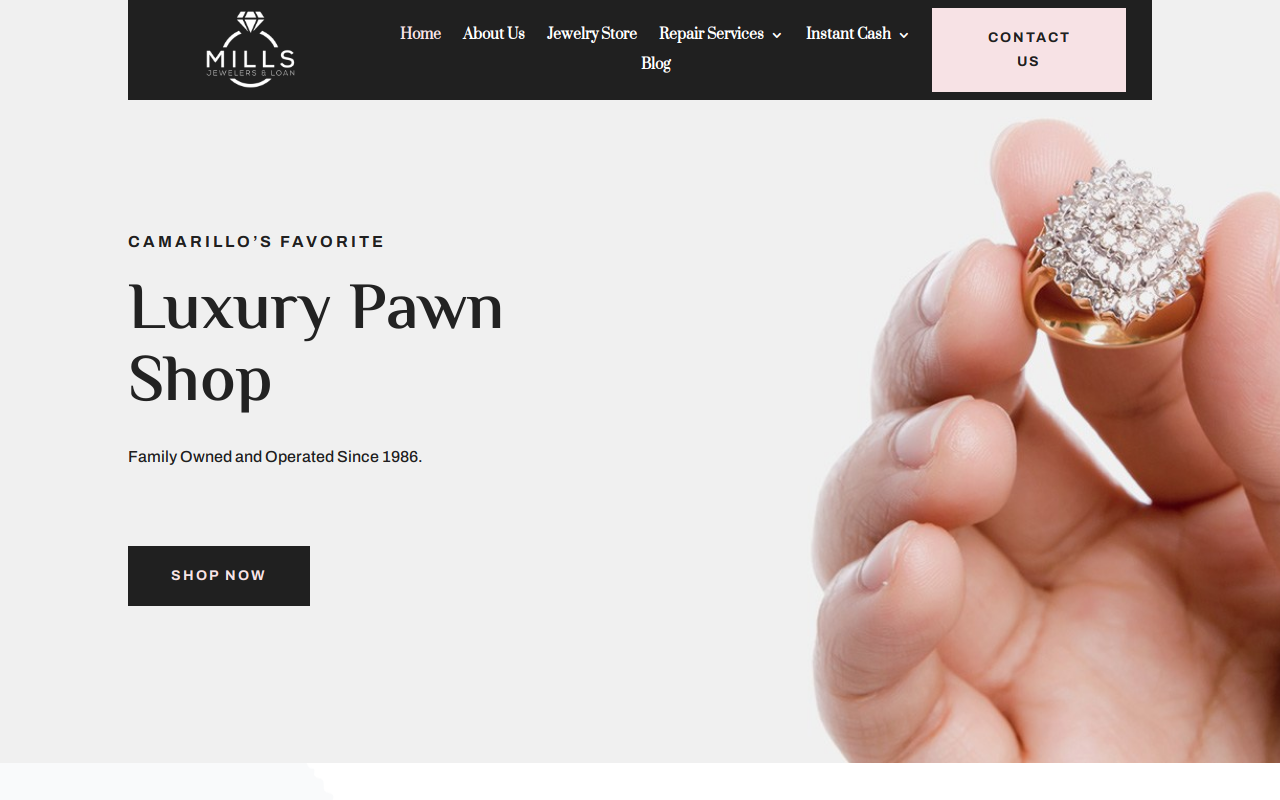 Mills Jewelers & Loan website preview