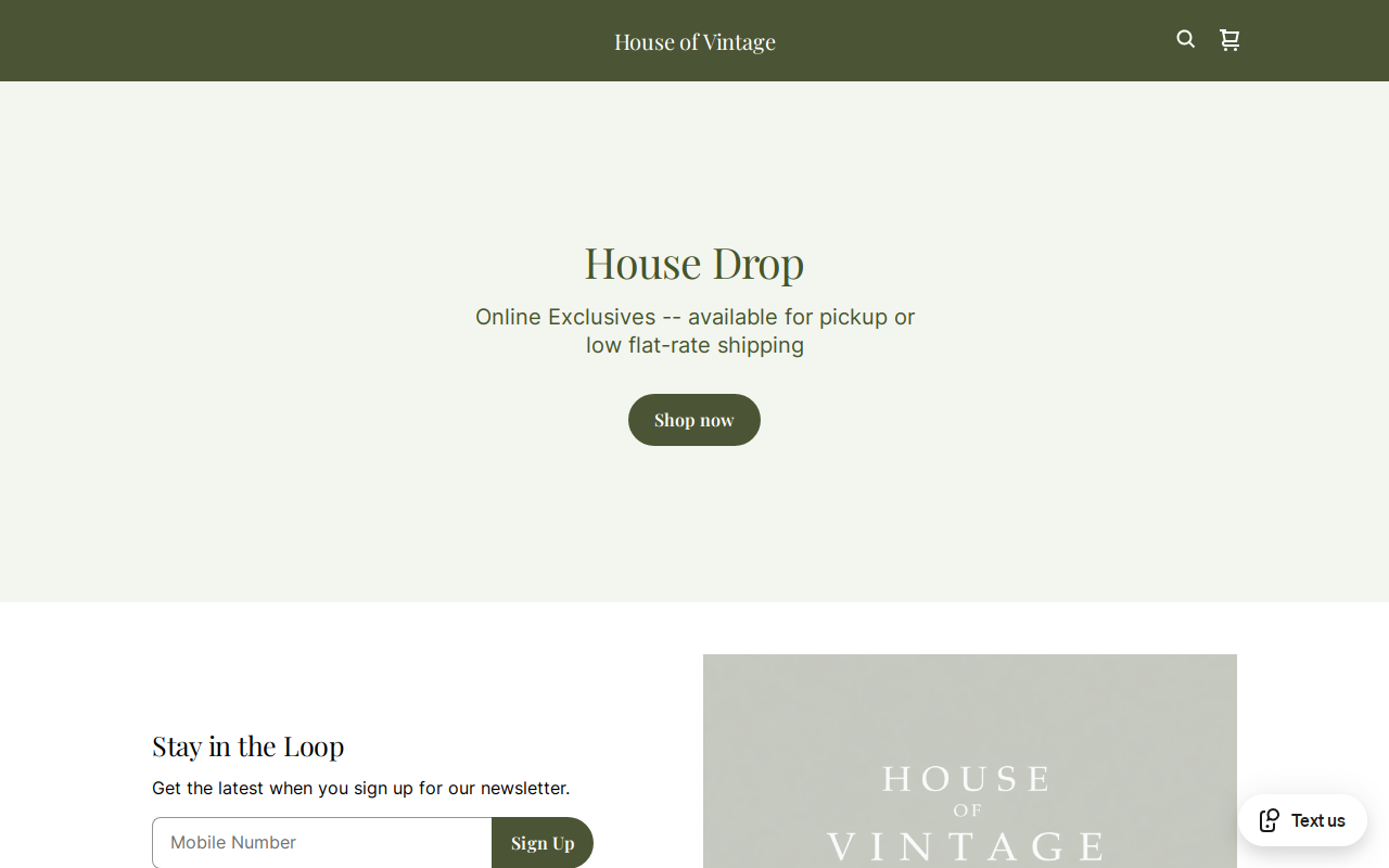 House of Vintage website preview