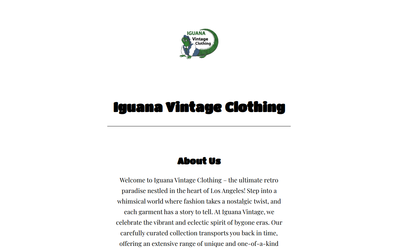 Iguana Vintage Clothing website preview