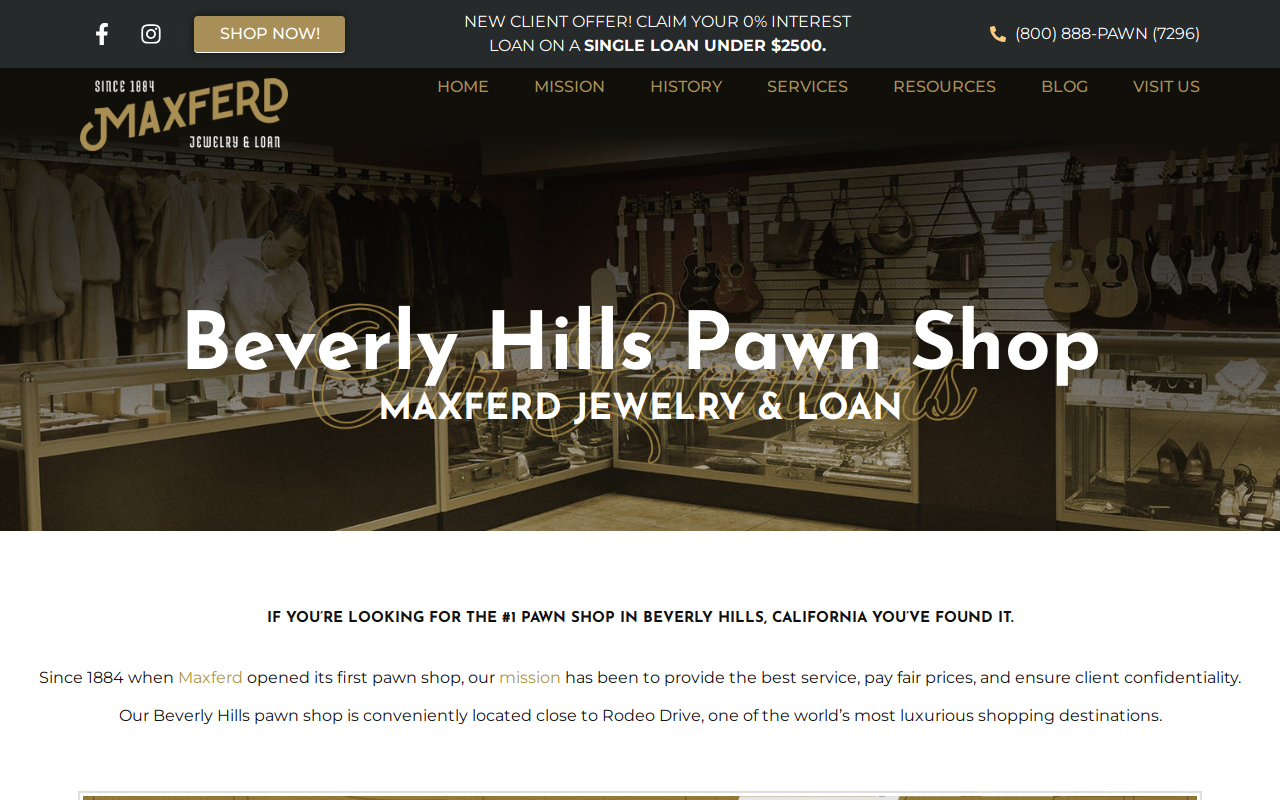 Maxferd Jewelry & Loan website preview