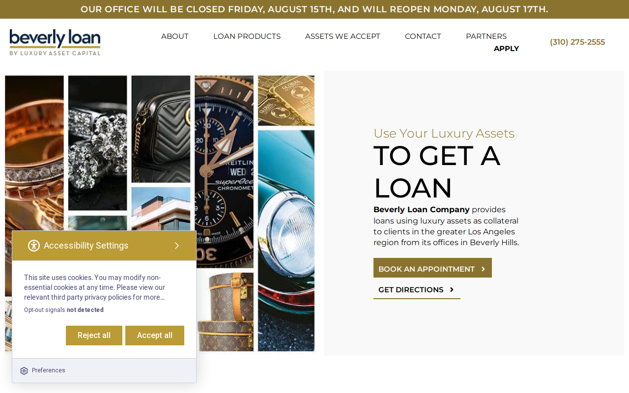 Exclusive Loan of Beverly Hills website preview