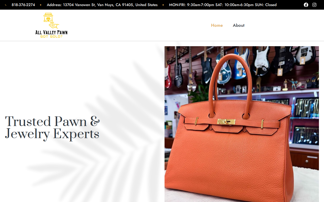 All Valley Pawn website preview