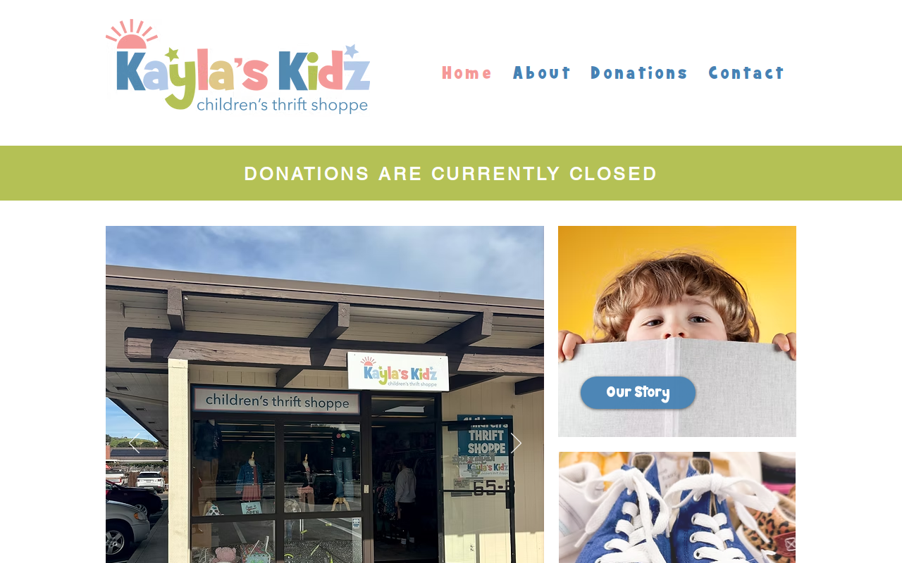 Kayla's Kidz Children's Thrift Shoppe website preview
