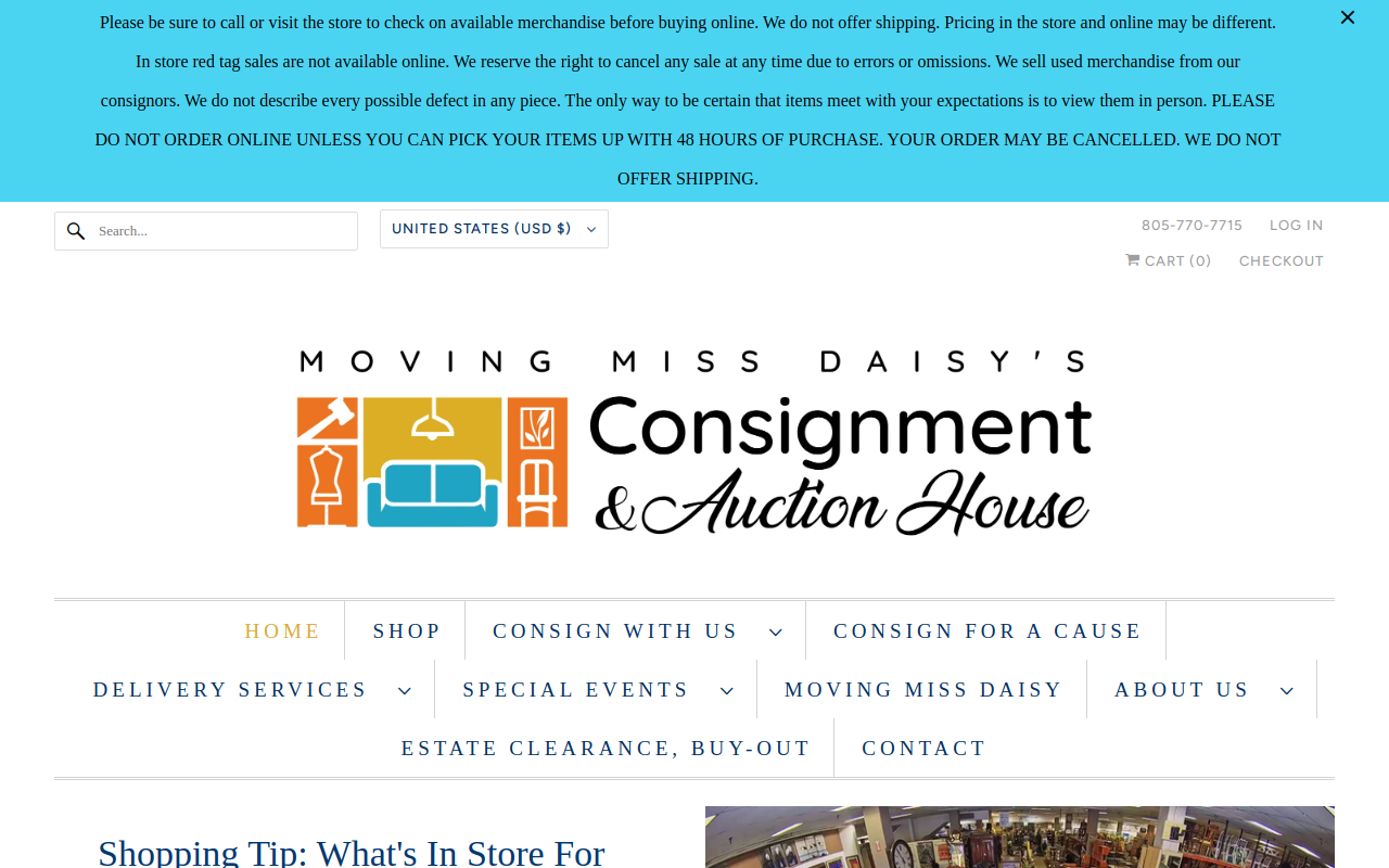 Miss Daisy's Consignment and Auction House website preview