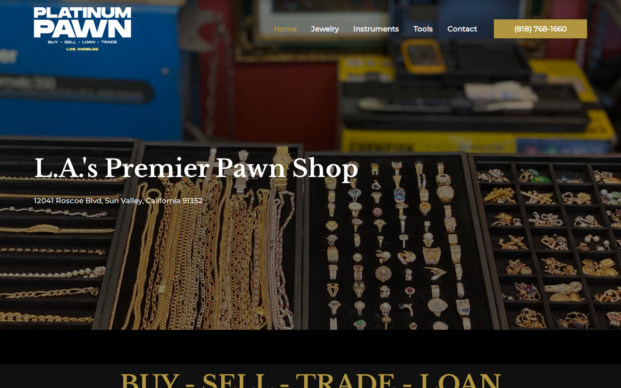 Platinum Pawn Shop website preview
