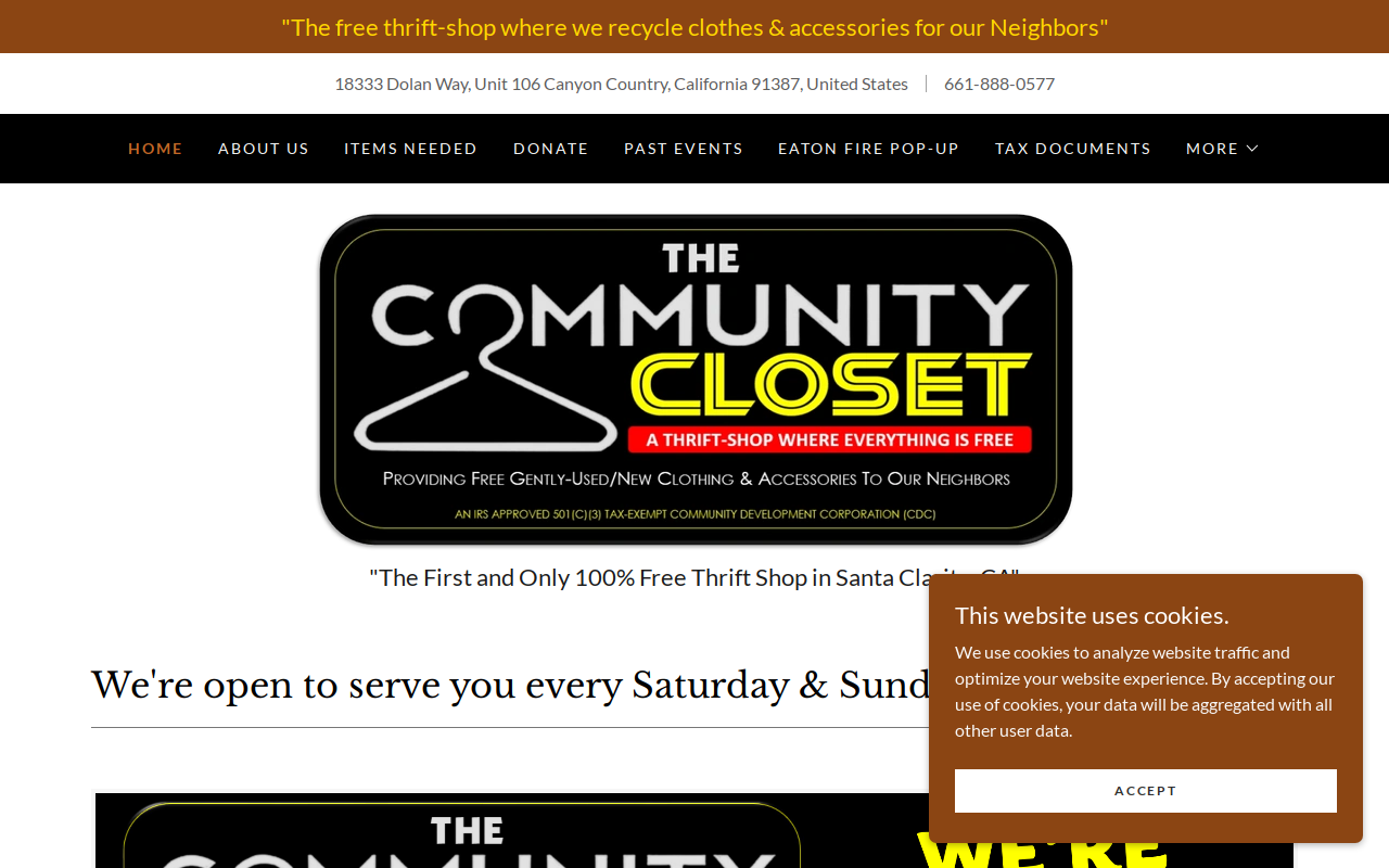 The Community Closet (Santa Clarita, CA) website preview
