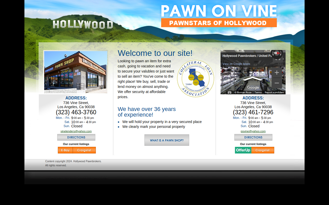 Hollywood Pawnbrokers / United Pawn website preview