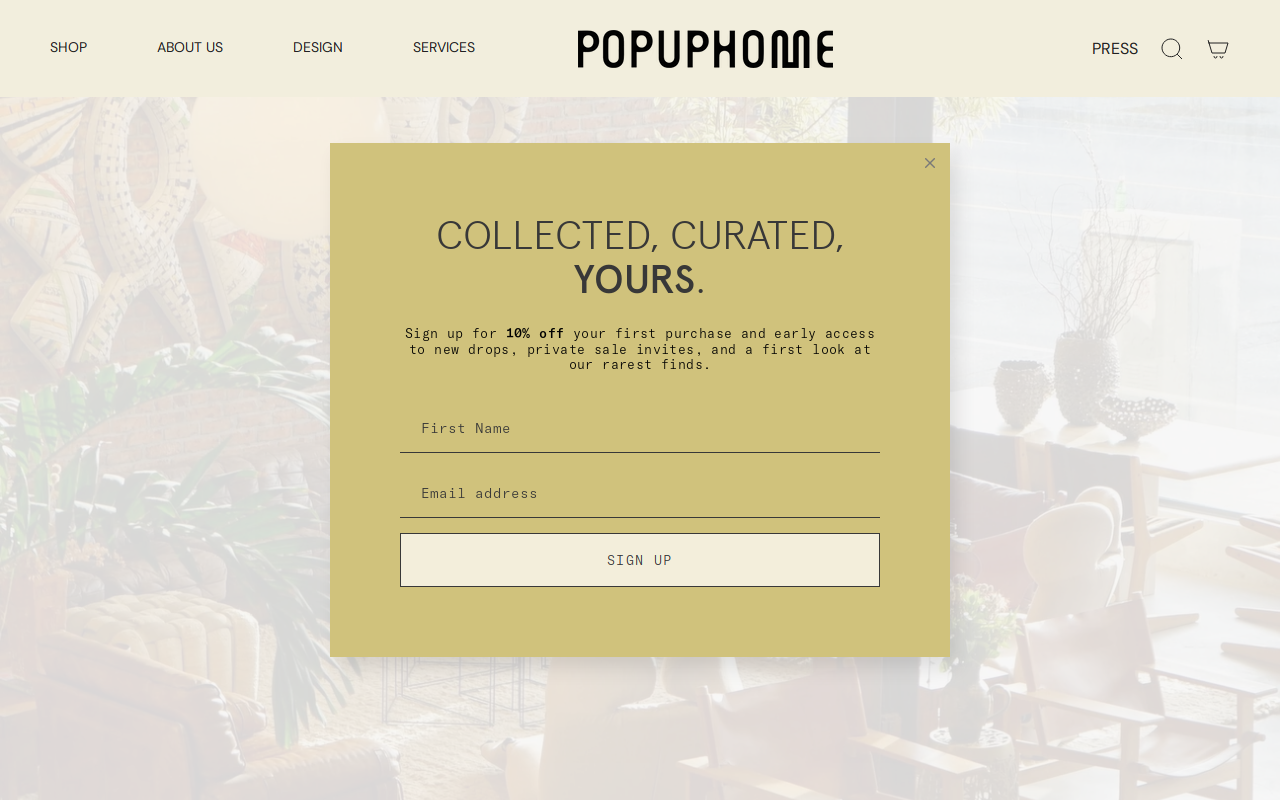Pop Up Home website preview