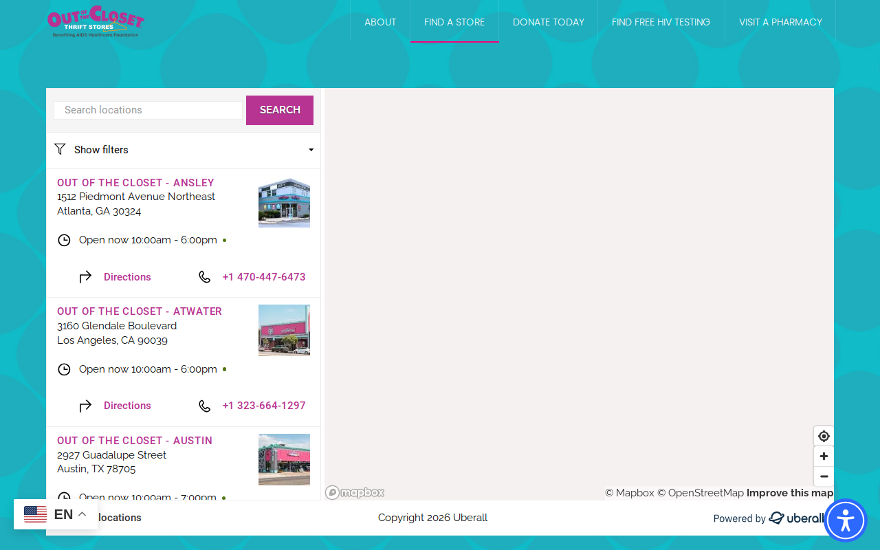 Out Of The Closet Hollyw website preview