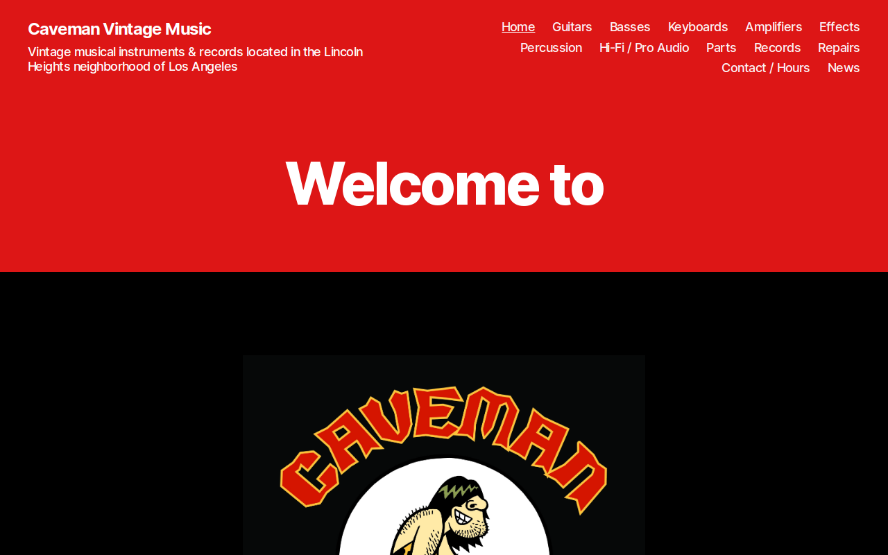 Caveman Vintage Music website preview