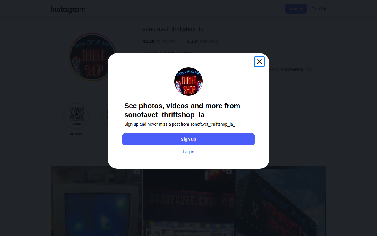 Son of A Vet Thrift Shop website preview