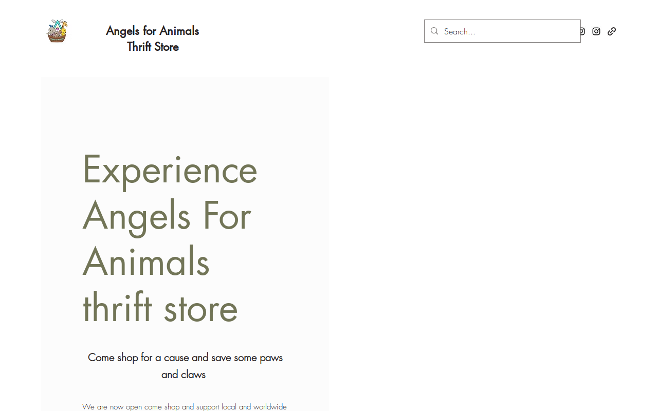 Angels for animals thrift shop website preview