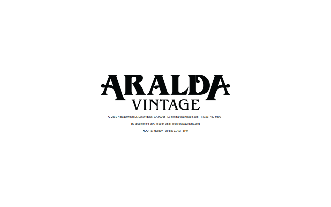 Aralda Vintage website preview