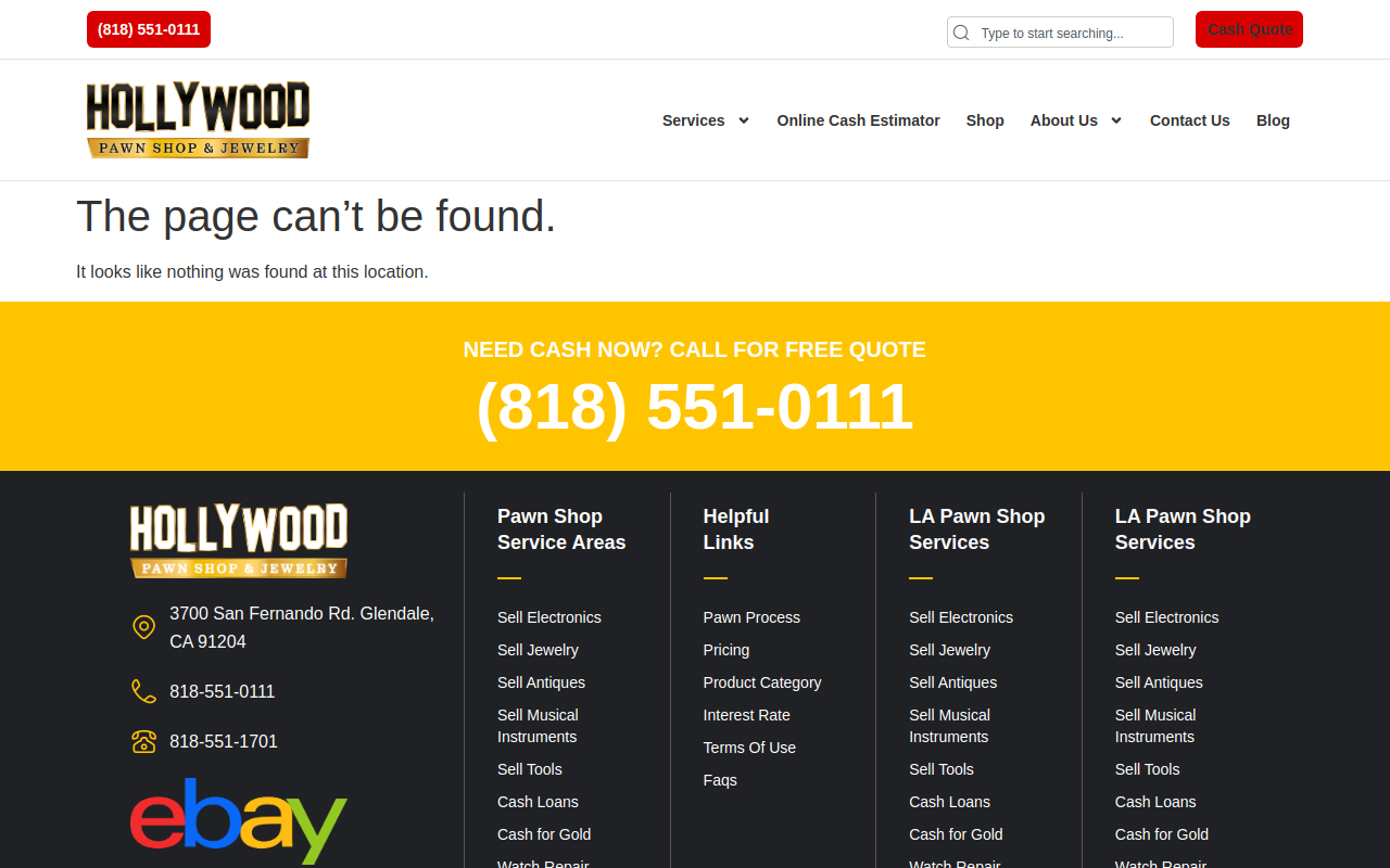Hollywood Pawn Shop & Jewelry website preview