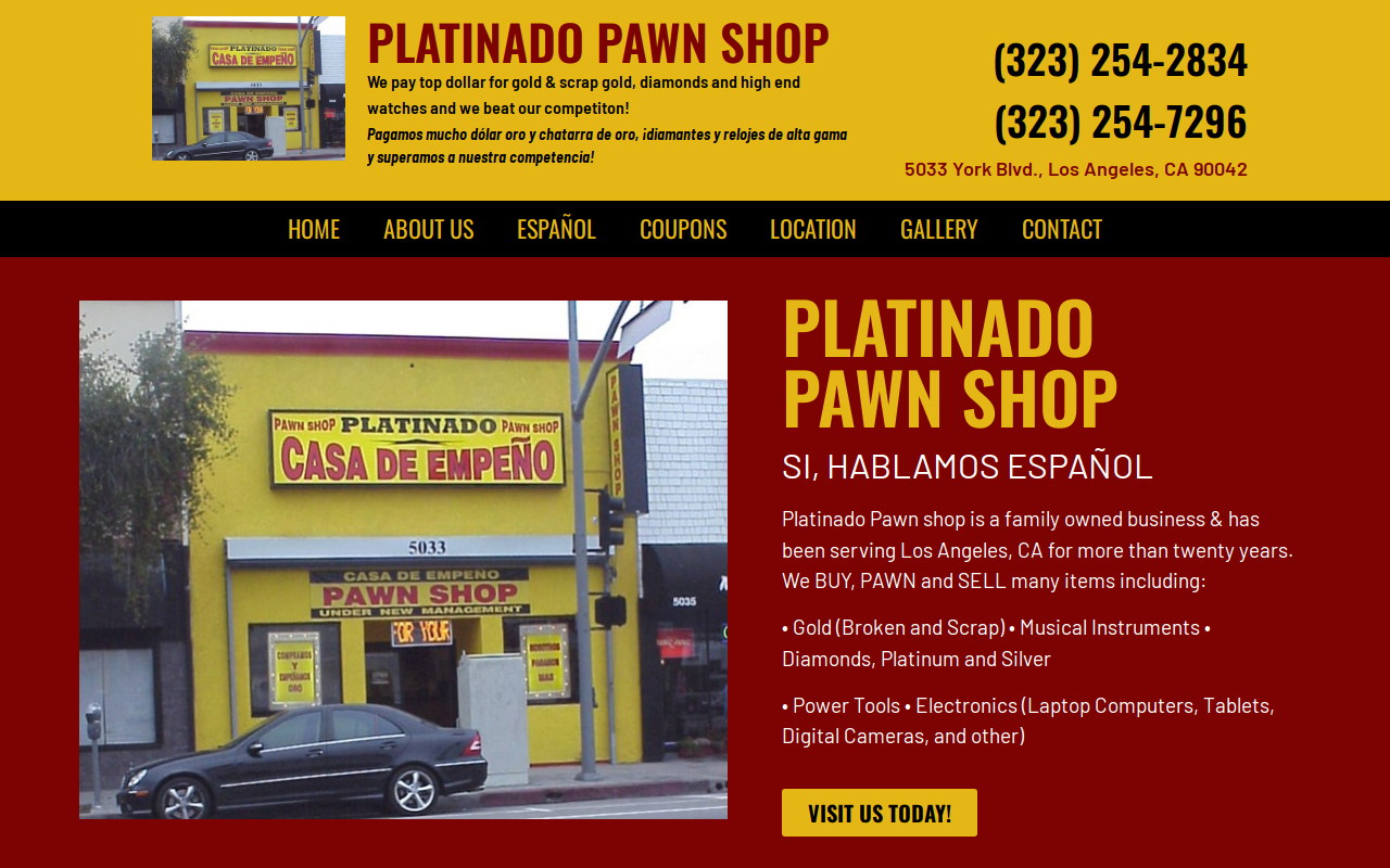Platinado Pawn & Jewelry website preview