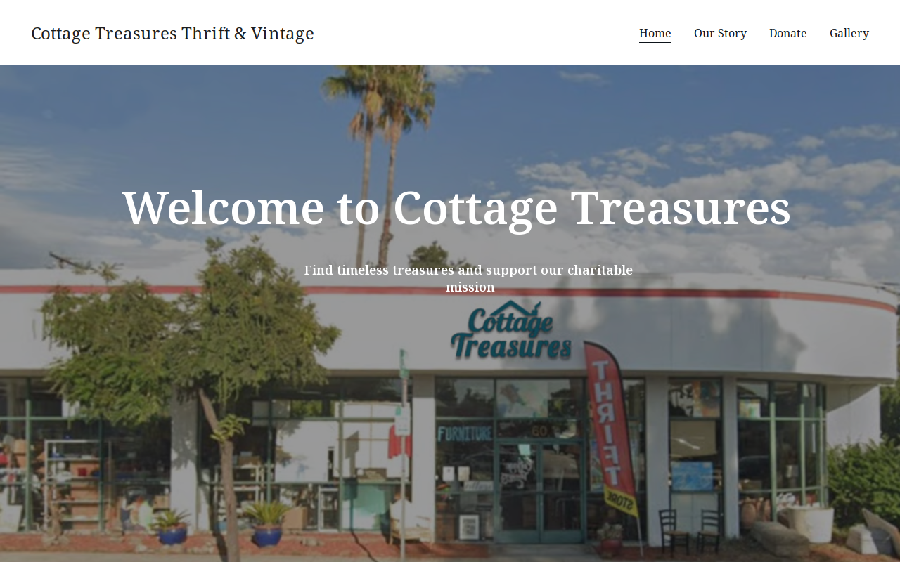 Cottage Treasures Mercantile website preview