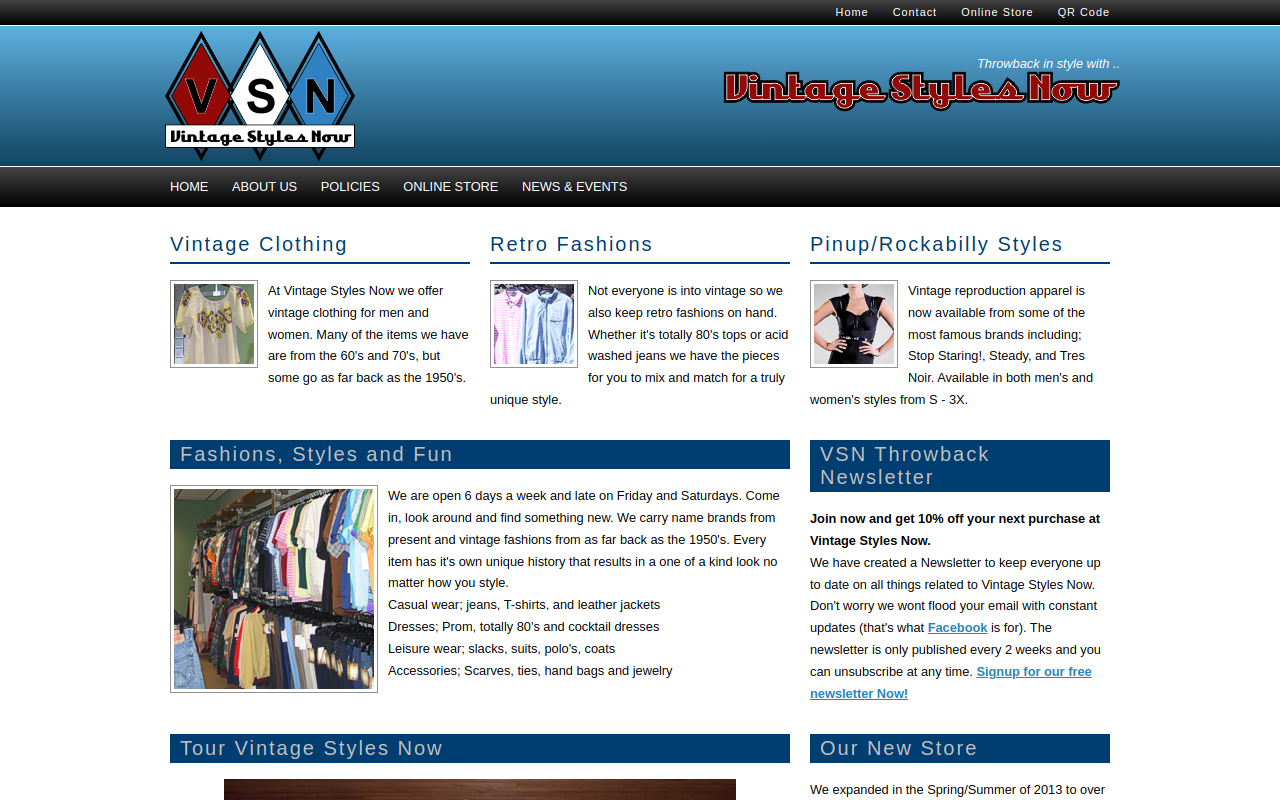 Vintage Styles Now website preview