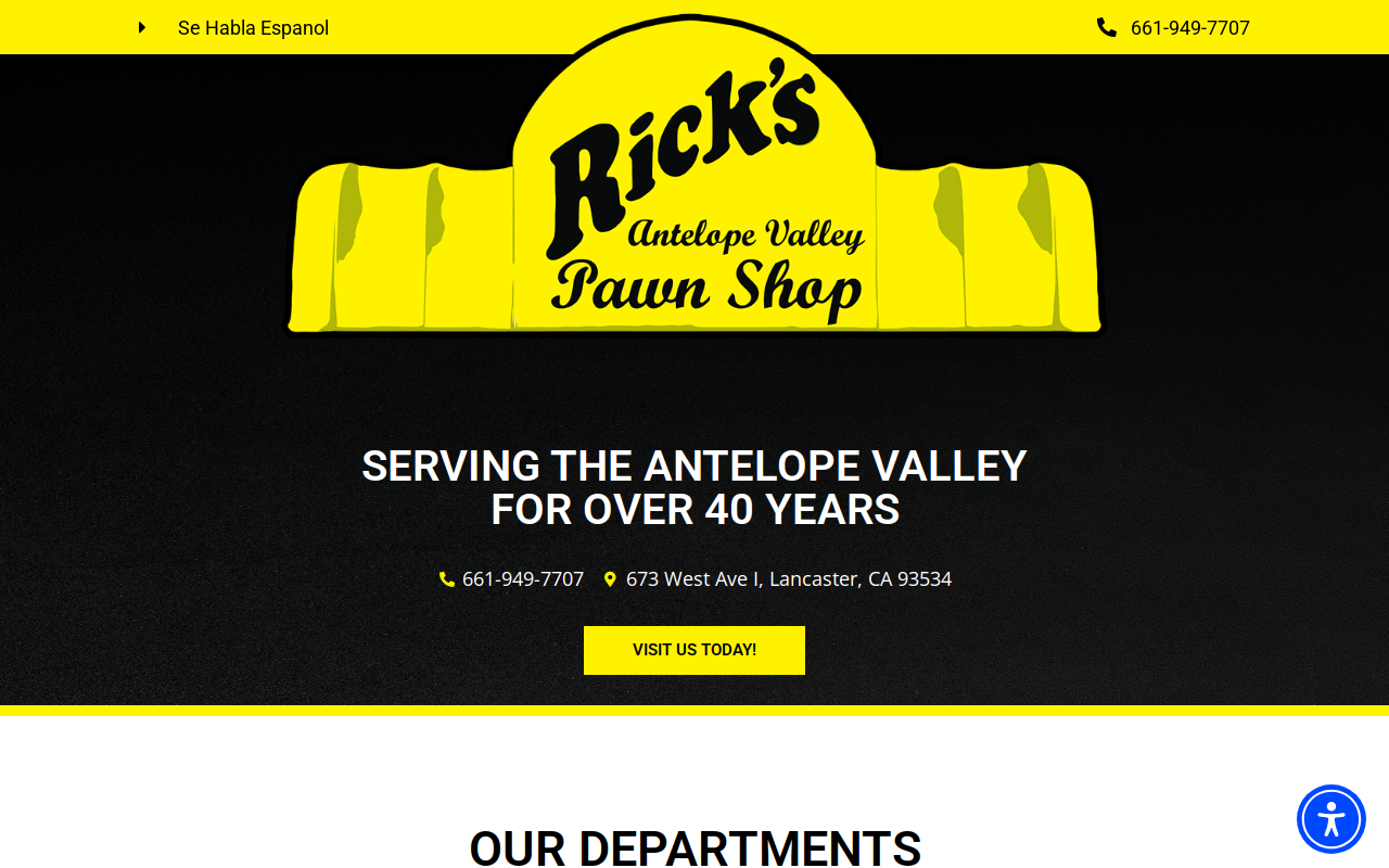 Rick's Antelope Valley Pawn Shop website preview