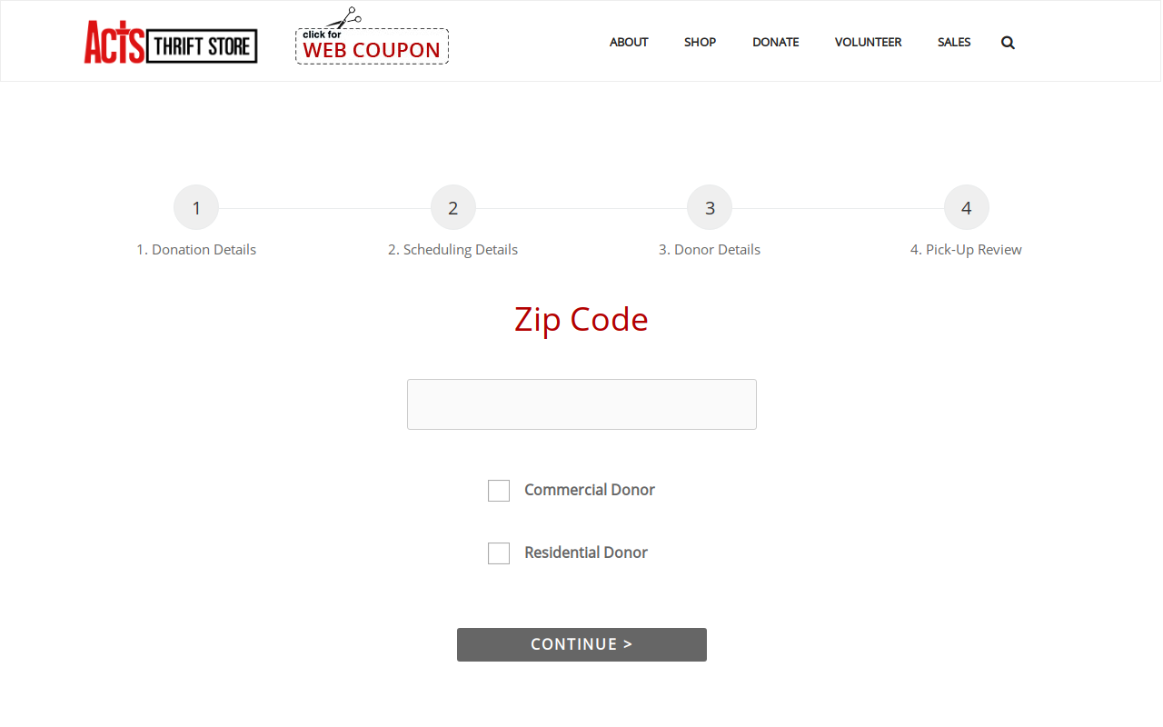 Acts Thrift Store & Donation Center website preview