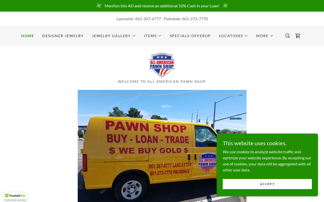 All American Pawn & Bail Bonds website preview