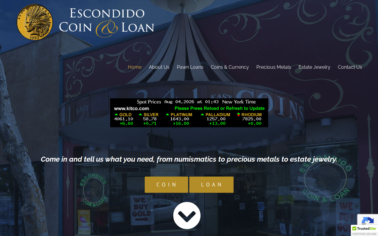 Escondido Coin & Loan website preview