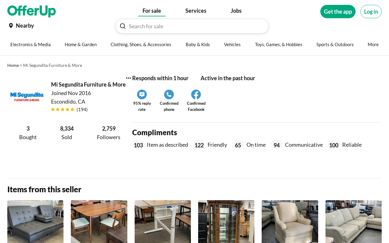 Mi Segundita Furniture & More website preview