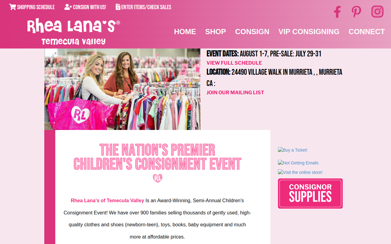 Rhea Lana's of Temecula Valley, CA website preview