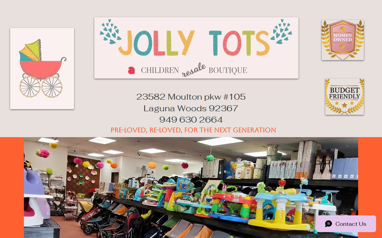 Jolly Tots Children's Resale Boutique website preview