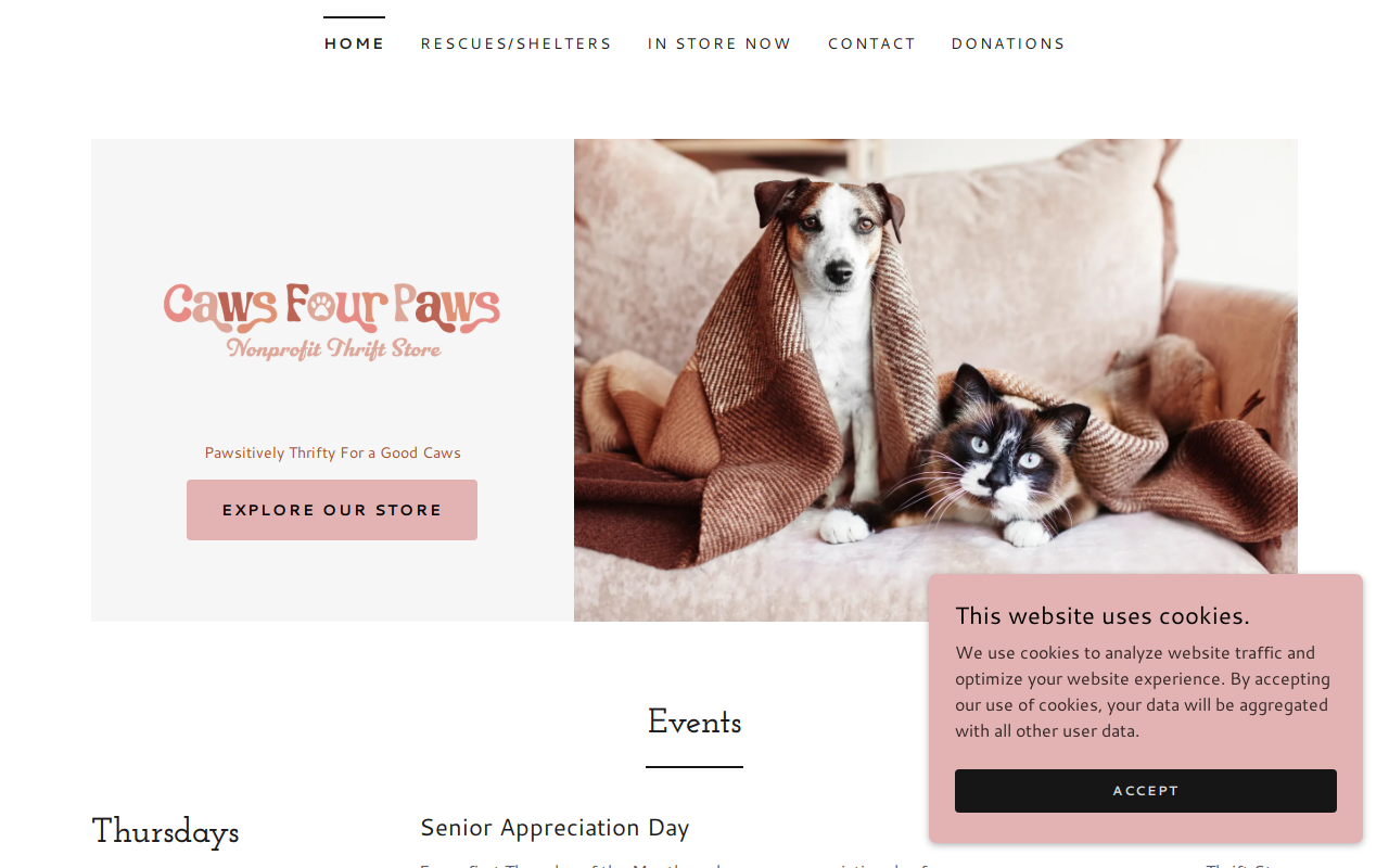 Caws Four Paws website preview