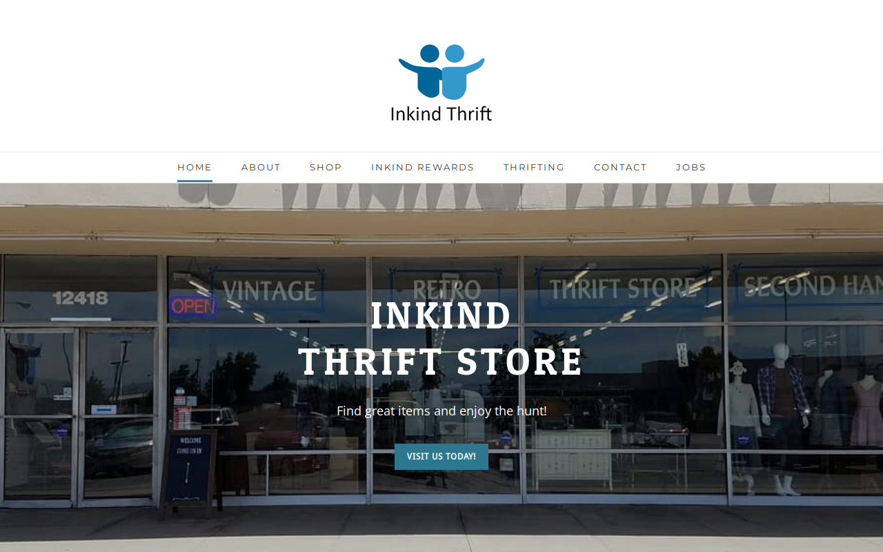 Inkind Thrift Store website preview